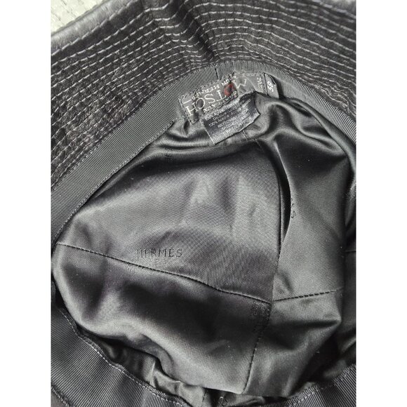 RARE Vtg Motsch pour HERMÈS Black Leather Cap Size 58 Flat Cap Ear Flaps PARIS - Picture 7 of 7